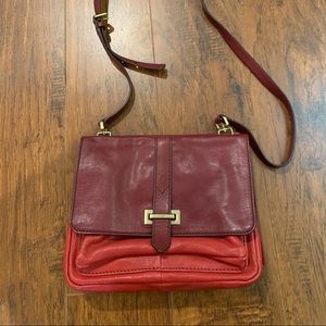 Fossil red crossbody real leather bag